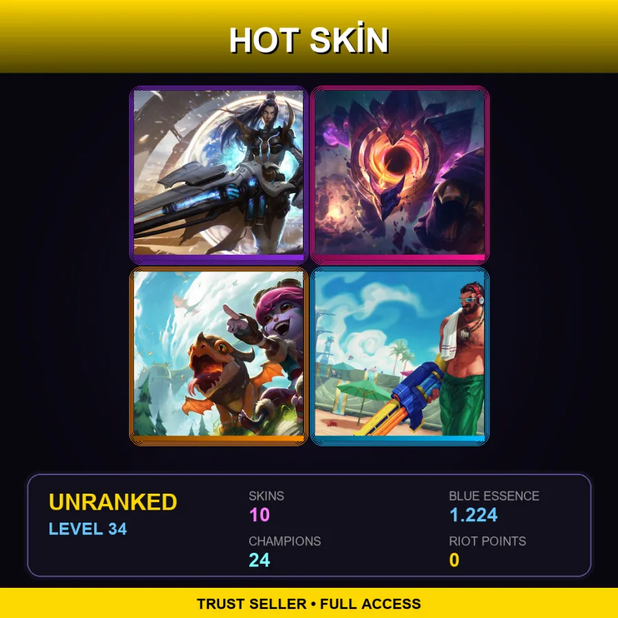 EUW | Lv34 | Unranked | 10 Skin | 24 Champ — Pulsefire Caitlyn