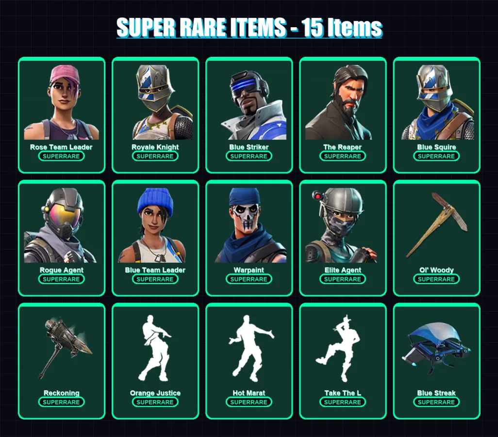 [PC/XBOX] | Rose Team Leader | Royale Knight | Blue Striker | The Reaper | Blue Squire | 35 skin | 23 pickaxe | 42 emote | 26 glider | Lv320