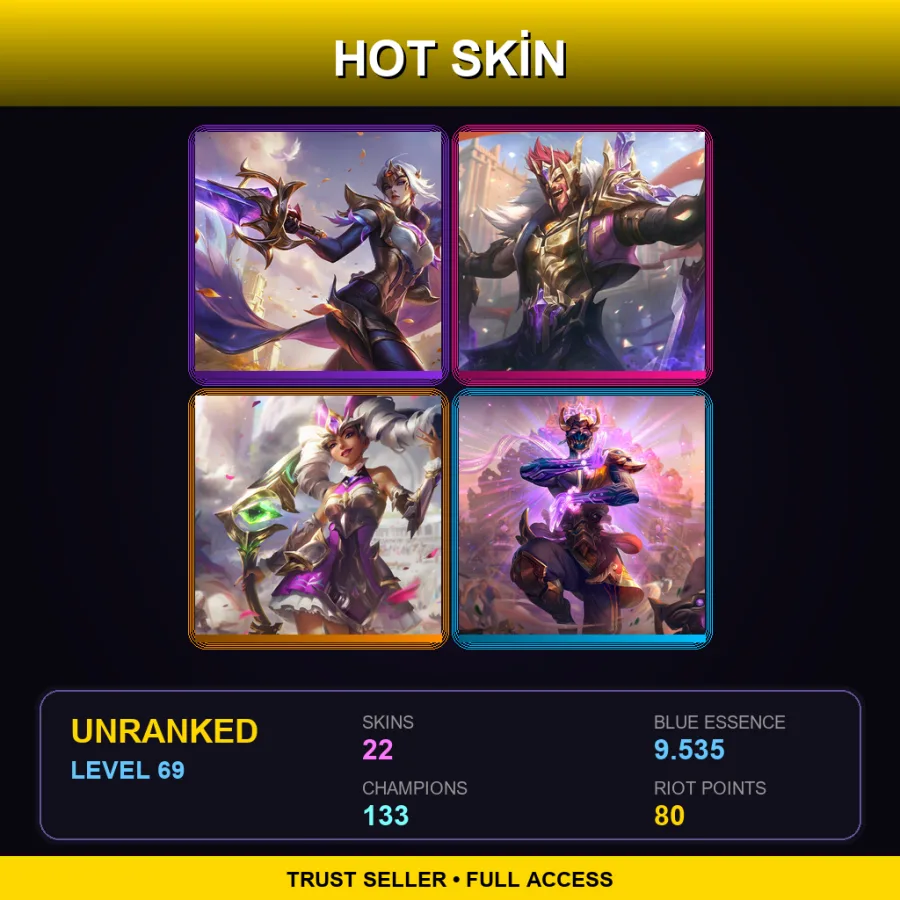 NA | Lv69 | Unranked | 22 Skin | 133 Champ — LoL account