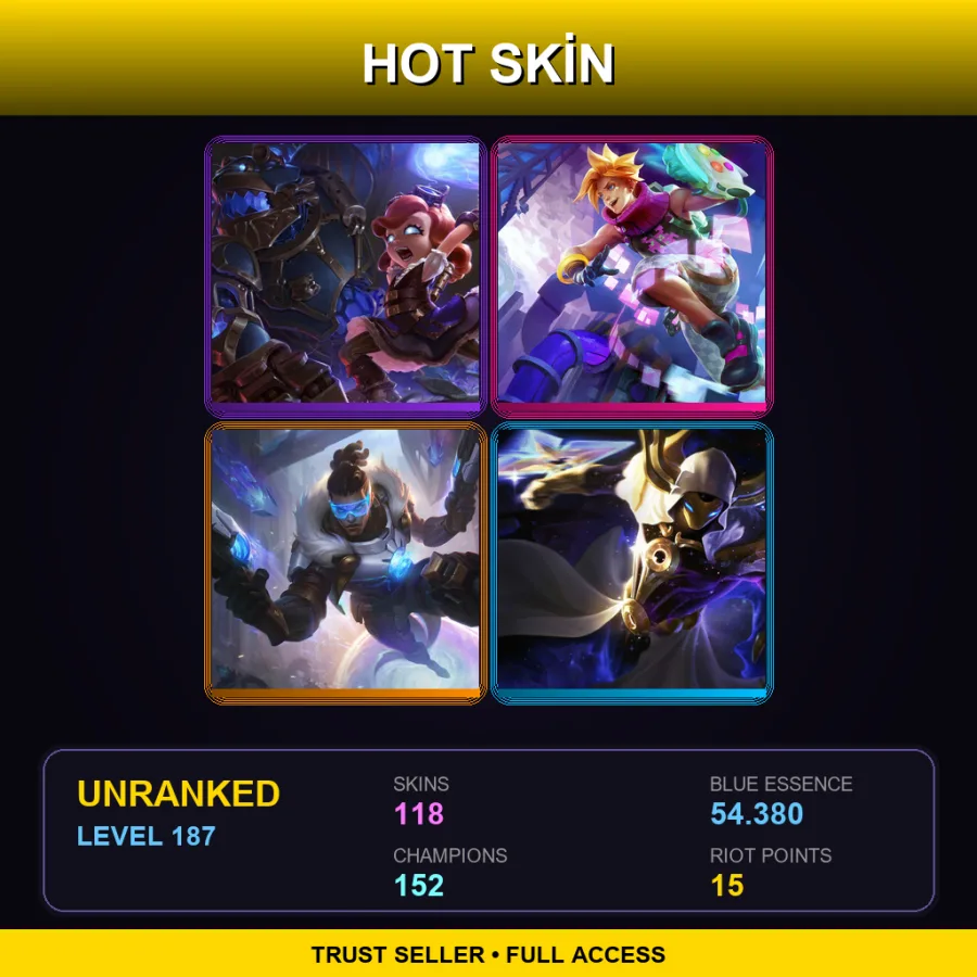 VN | Lv187 | Unranked | 118 Skin | 152 Champ