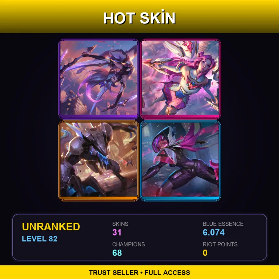 SG | Lv82 | Unranked | 31 Skin | 68 Champ — LoL account