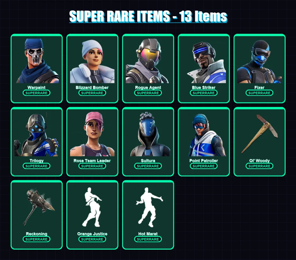 [PC/XBOX/PSN] | Warpaint | Blizzard Bomber | Rogue Agent | Blue Striker | Fixer | 108 skin | 147 pickaxe | 152 emote | 119 glider | Lv1830