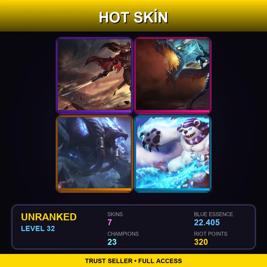 NA | Lv32 | Unranked | 7 Skin | 23 Champ — LoL account
