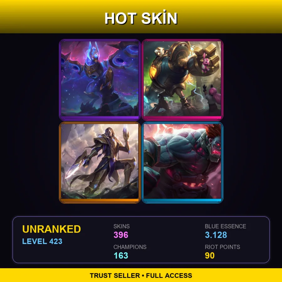 EUW | Lv423 | Unranked | 396 Skin | 163 Champ
