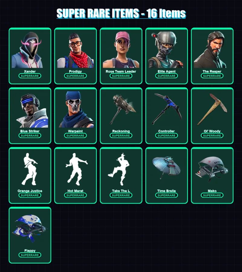 [PS4/PS5/XBOX/PC] | Xander | Prodigy | Rose Team Leader | Elite Agent | The Reaper | 151 skin | 147 pickaxe | 133 emote | 153 glider | Lv2329
