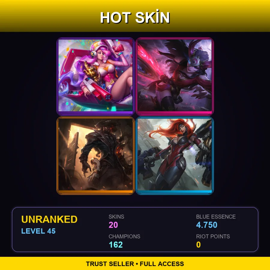 SG | Lv45 | Unranked | 20 Skin | 162 Champ