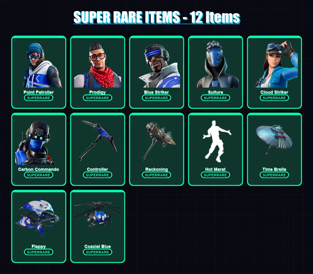 [PS4/PS5/PC] | Point Patroller | Prodigy | Blue Striker | Sultura | Cloud Striker | 63 skin | 98 pickaxe | 77 emote | 88 glider | Lv1515