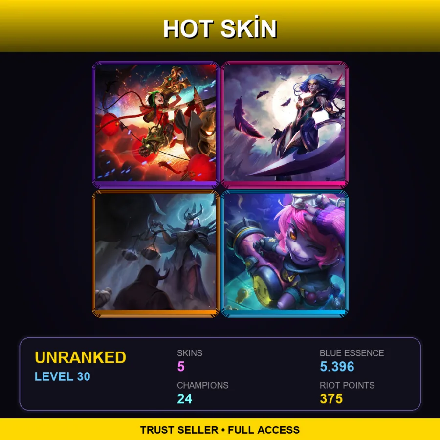 EUW | Lv30 | Unranked | 5 Skin | 24 Champ