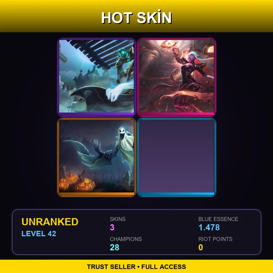 LAS | Lv42 | Unranked | 3 Skin | 28 Champ — LoL account
