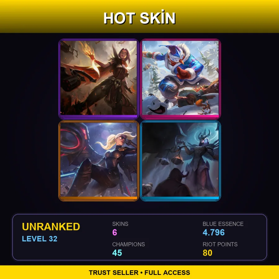 EUNE | Lv32 | Unranked | 6 Skin | 45 Champ