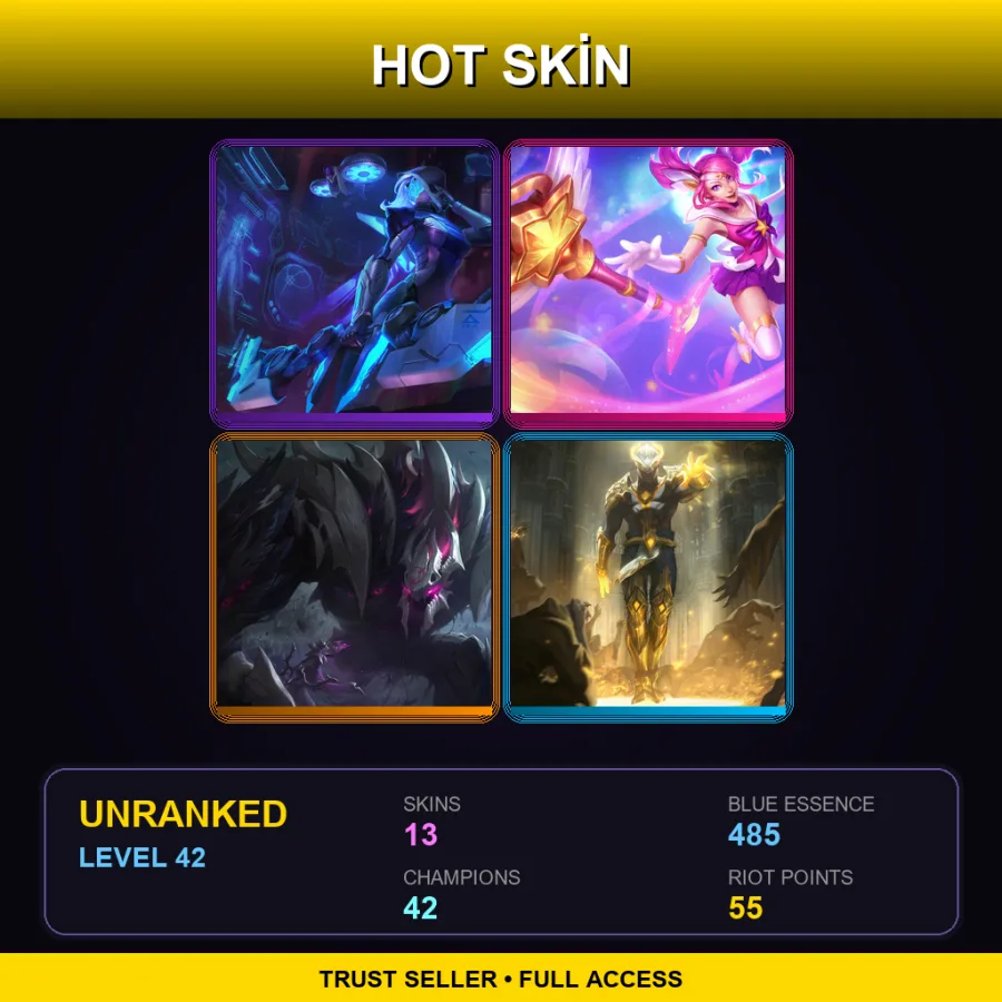 OCE | Lv42 | Unranked | 13 Skin | 42 Champ — LoL account