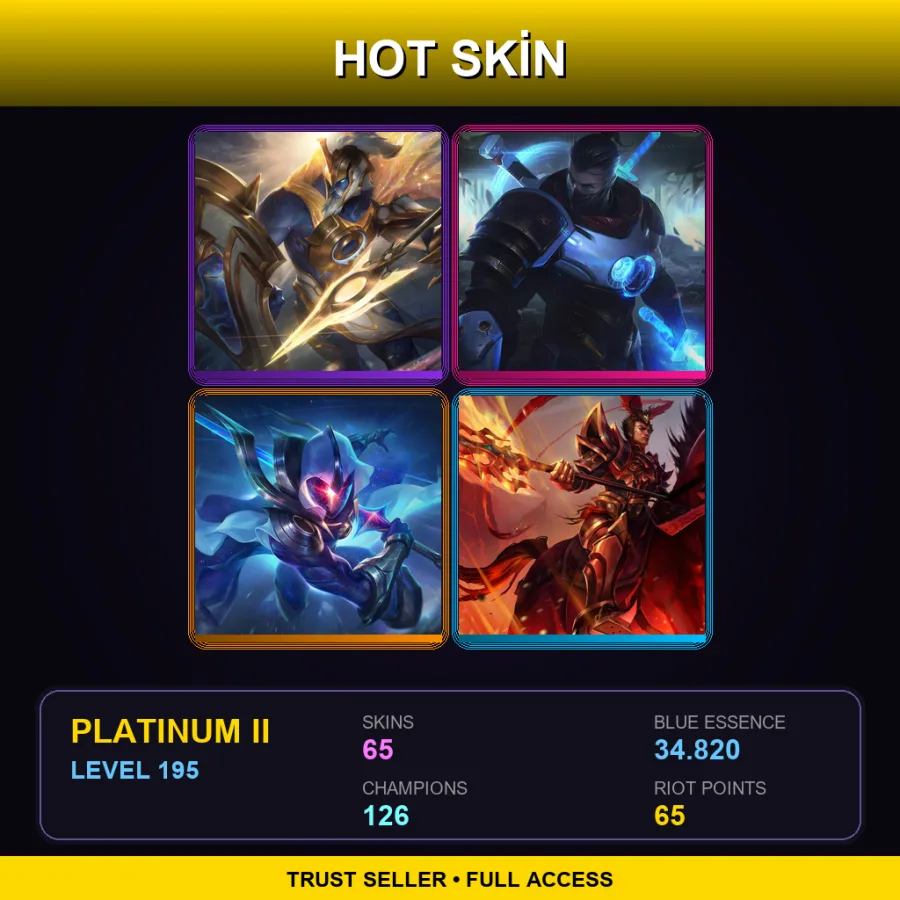 EUW | Lv195 | Platinum II | 65 Skin | 126 Champ