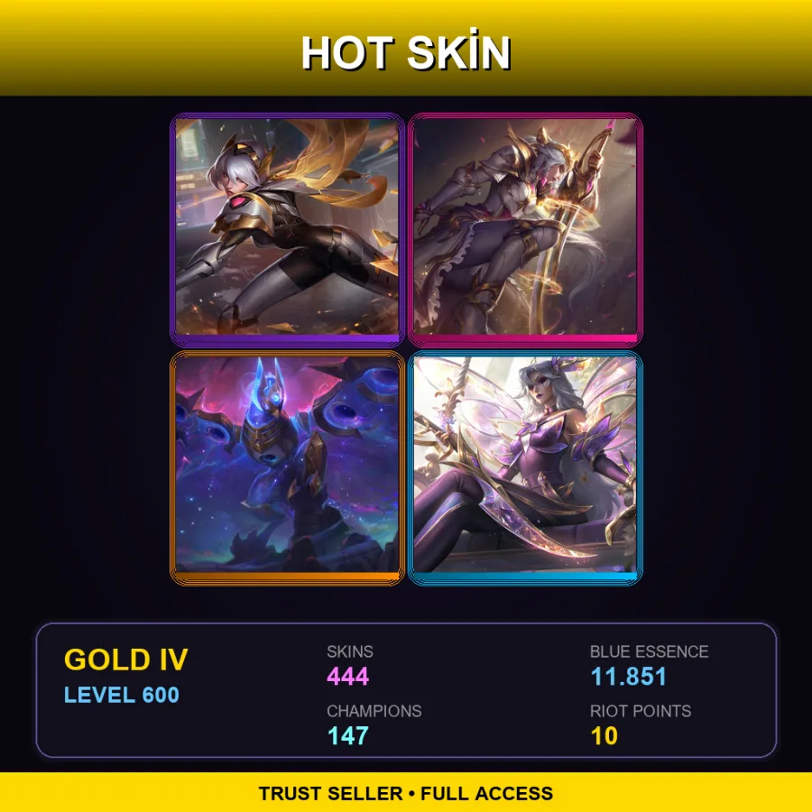 BR | Lv600 | Gold IV | 444 Skin | 147 Champ