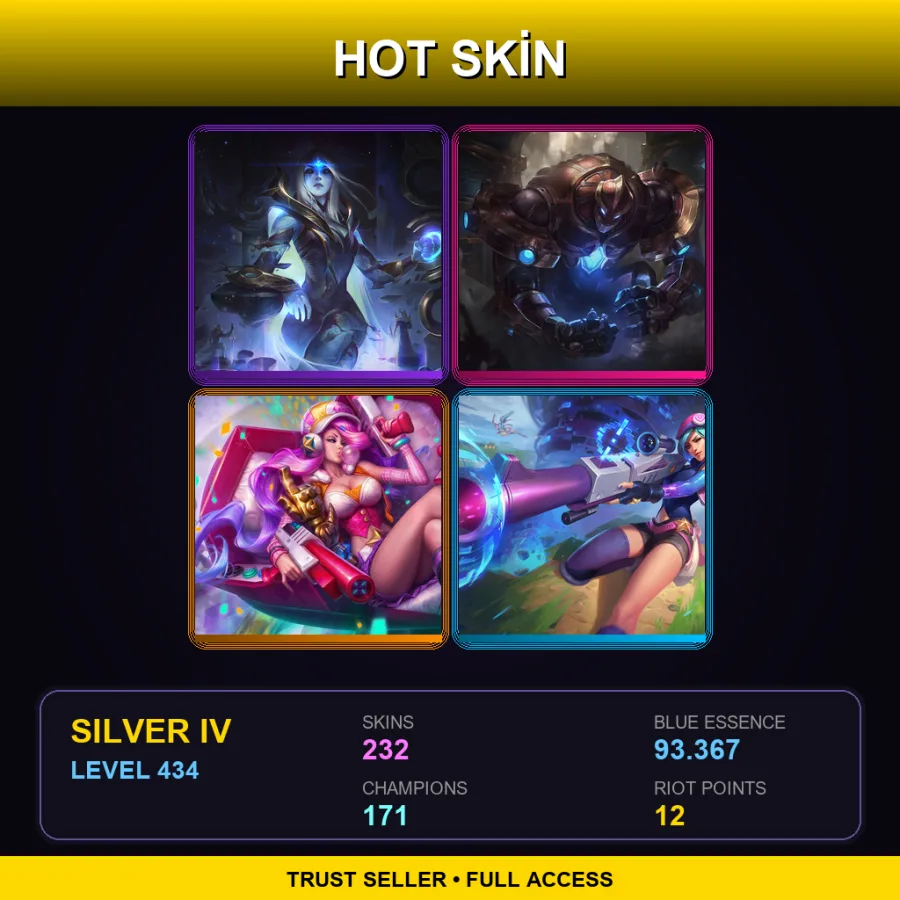 NA | Lv434 | Silver IV | 232 Skin | 171 Champ