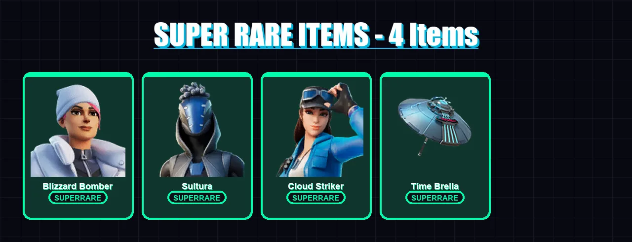 [PS4/PS5/XBOX/PC] | Blizzard Bomber | Sultura | Cloud Striker | Hybrid | The Ice King | 48 skin | 80 pickaxe | 63 emote | 78 glider | Lv1252