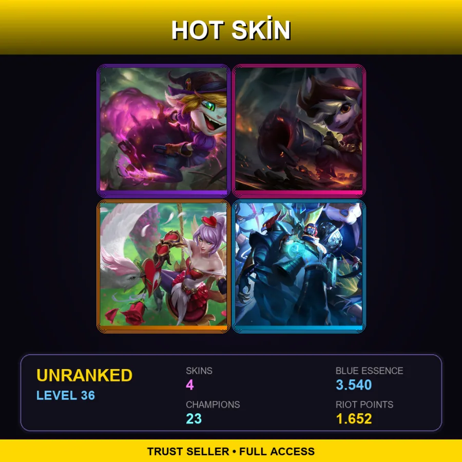 NA | Lv36 | Unranked | 4 Skin | 23 Champ — Heartseeker Quinn