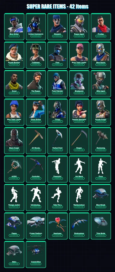 [PC/XBOX] | Blue Striker | Carbon Commando | Warpaint | Rogue Agent | Prodigy | 219 skin | 241 pickaxe | 218 emote | 196 glider | Lv2669