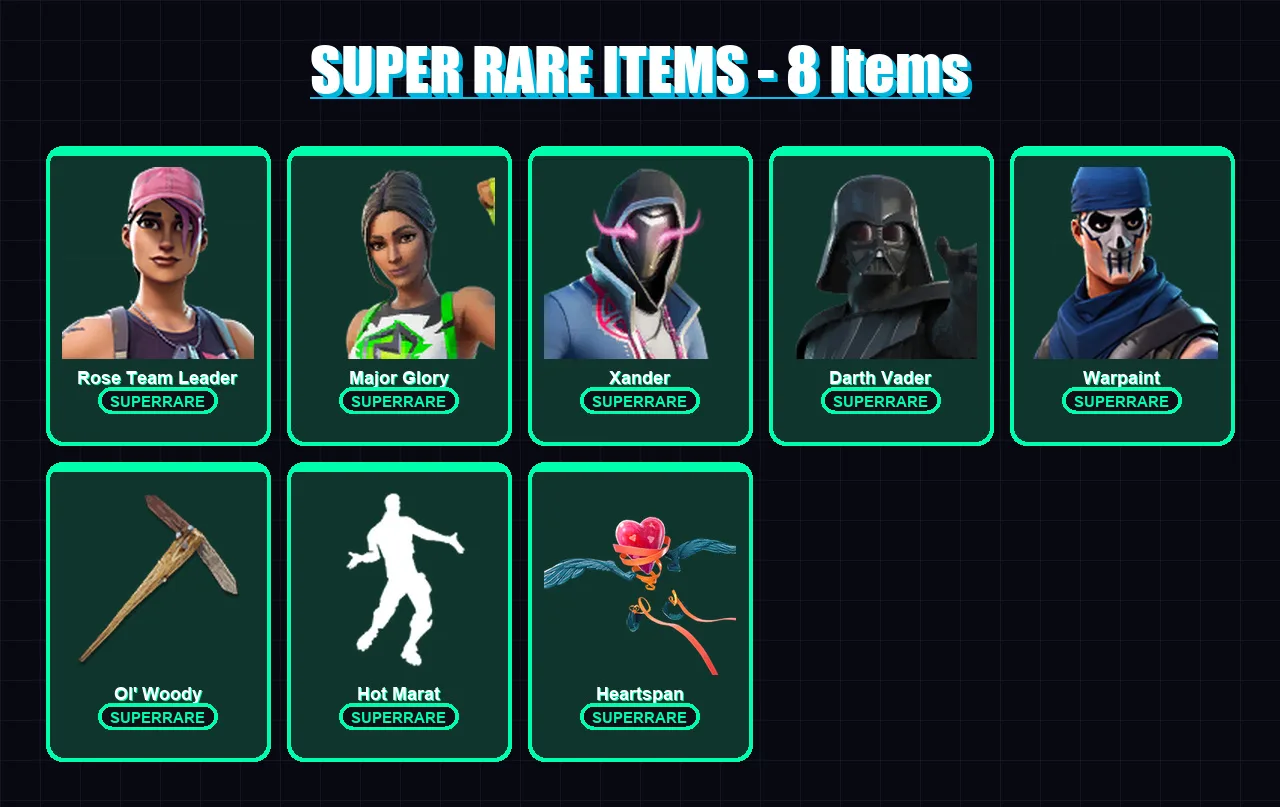 [PC/XBOX/PSN] | Rose Team Leader | Major Glory | Xander | Darth Vader | Warpaint | 74 skin | 78 pickaxe | 79 emote | 80 glider | Lv1149