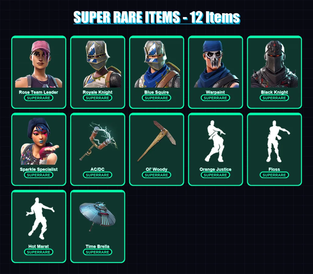 [PC/XBOX] | Rose Team Leader | Royale Knight | Blue Squire | Warpaint | Black Knight | 45 skin | 82 pickaxe | 56 emote | 78 glider | Lv1349