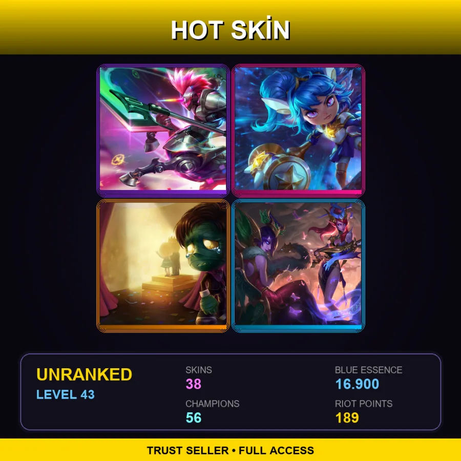 EUW | Lv43 | Unranked | 38 Skin | 56 Champ