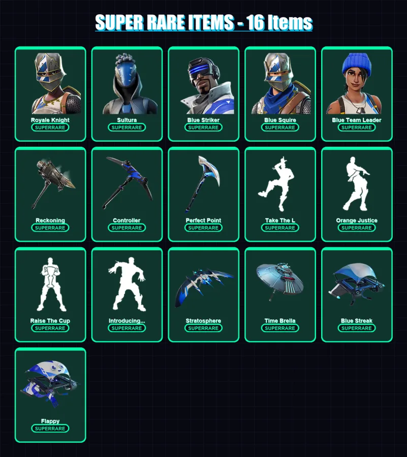 [PC/XBOX] | Royale Knight | Sultura | Blue Striker | Blue Squire | Blue Team Leader | 67 skin | 66 pickaxe | 67 emote | 61 glider | Lv836
