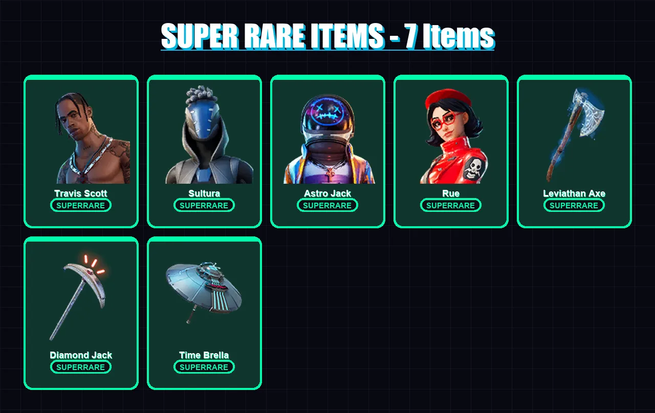 [PC/XBOX/PSN] | Travis Scott | Sultura | Astro Jack | Rue | Nezumi | 67 skin | 84 pickaxe | 59 emote | 81 glider | Lv1149