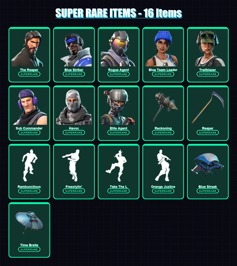 [PC/PSN] | The Reaper | Blue Striker | Rogue Agent | Blue Team Leader | Trailblazer | 85 skin | 51 pickaxe | 101 emote | 59 glider | Lv936