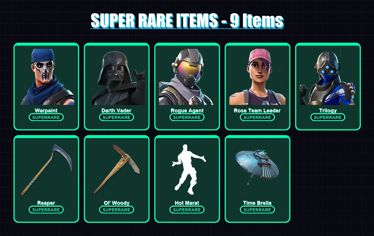 [PC/XBOX/PSN] | Warpaint | Darth Vader | Rogue Agent | Rose Team Leader | Trilogy | 214 skin | 236 pickaxe | 192 emote | 206 glider | Lv3109