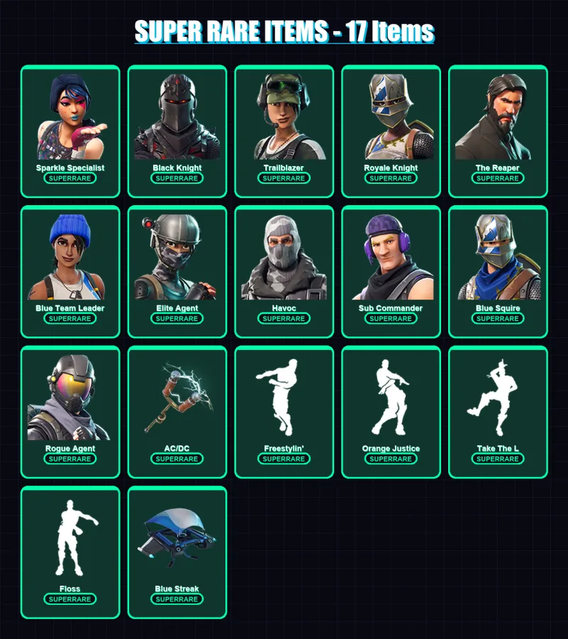 [PC/PSN] | Sparkle Specialist | Black Knight | Trailblazer | Royale Knight | The Reaper | 51 skin | 33 pickaxe | 54 emote | 36 glider | Lv414