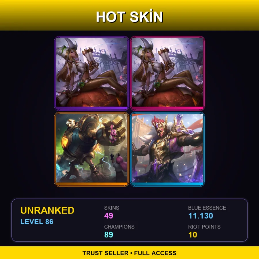 EUNE | Lv86 | Unranked | 49 Skin | 89 Champ — Infernal Galio