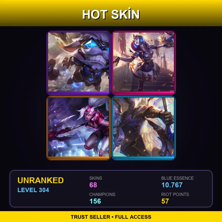 VN | Lv304 | Unranked | 68 Skin | 156 Champ