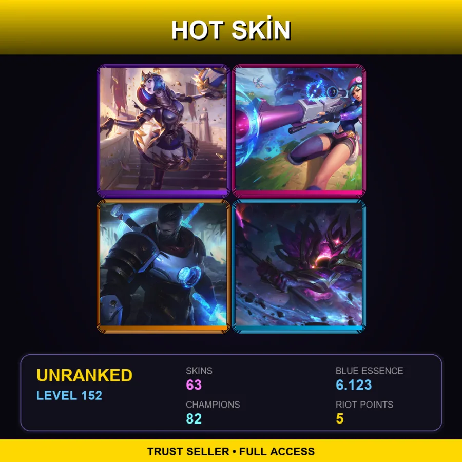 VN | Lv152 | Unranked | 63 Skin | 82 Champ