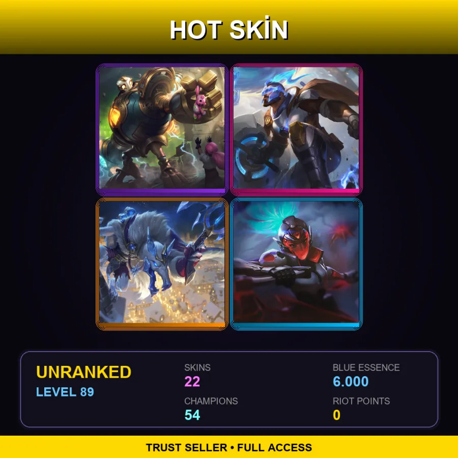 EUNE | Lv89 | Unranked | 22 Skin | 54 Champ
