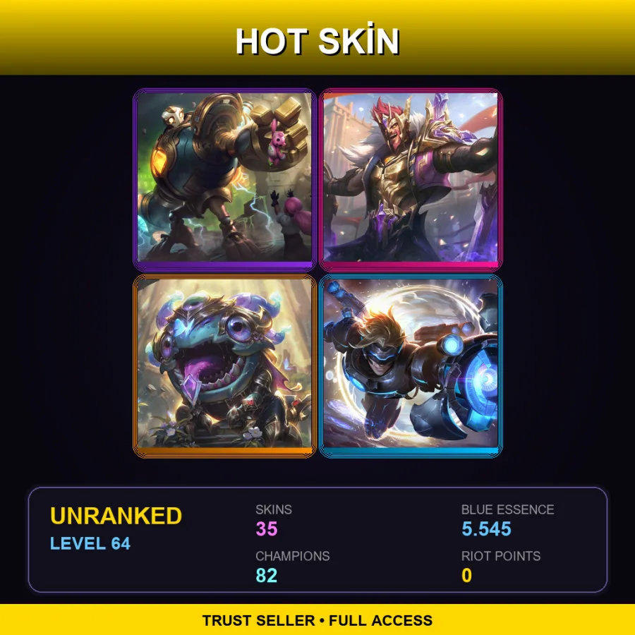 RU | Lv64 | Unranked | 35 Skin | 82 Champ — LoL account