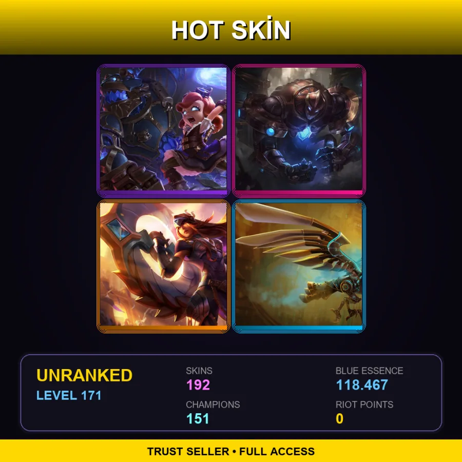 TW | Hextech Annie | Hextech Galio | Victorious Sivir | Hextech Anivia | 192 Skin | 151 Champ | Lv171