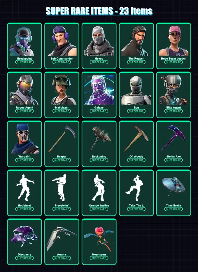 [PS4/PS5/PC] | Breakpoint | Sub Commander | Havoc | The Reaper | Rose Team Leader | 191 skin | 155 pickaxe | 145 emote | 146 glider | Lv1790