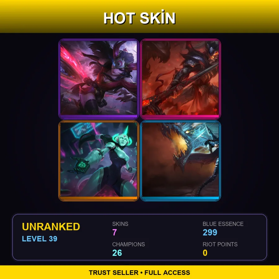 EUW | Lv39 | Unranked | 7 Skin | 26 Champ — LoL account