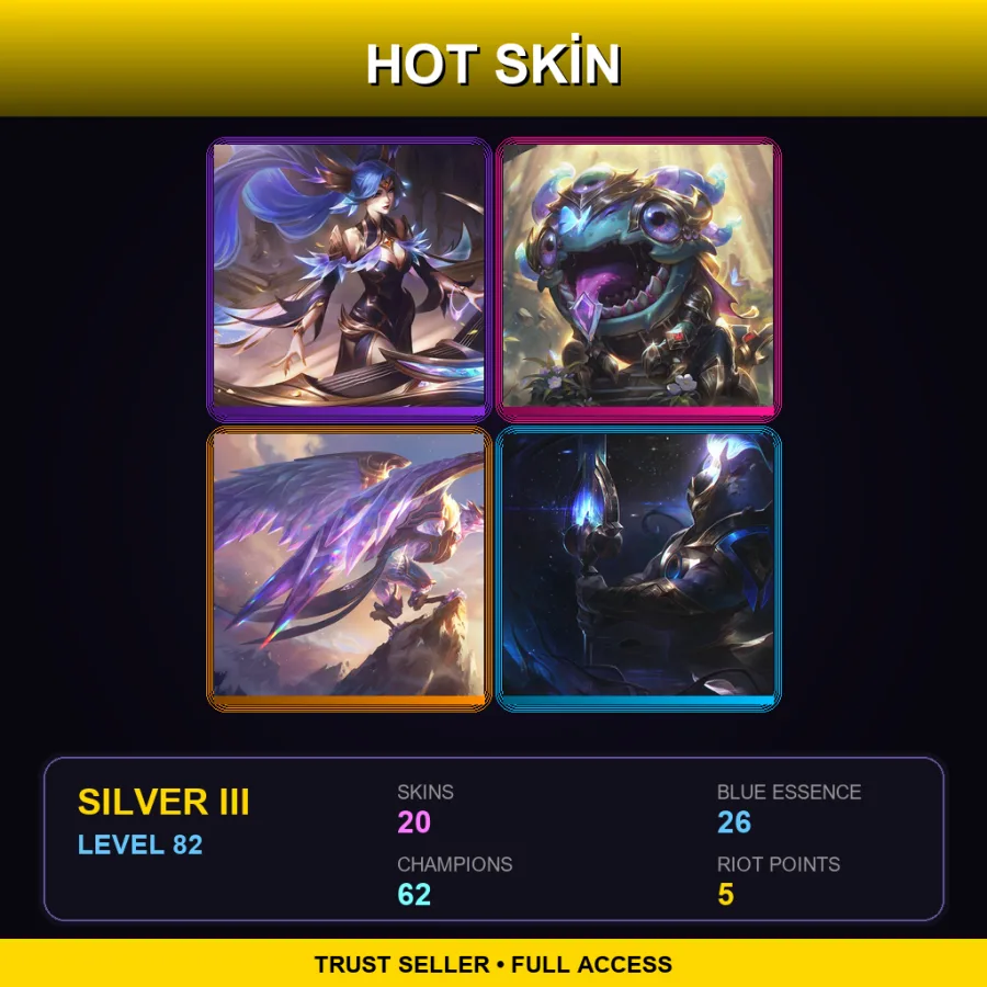EUW | Victorious Sona | Victorious Kog'Maw | Victorious Anivia | Cosmic Defender Xin Zhao | 20 Skin | 62 Champ | Silver III | Lv82