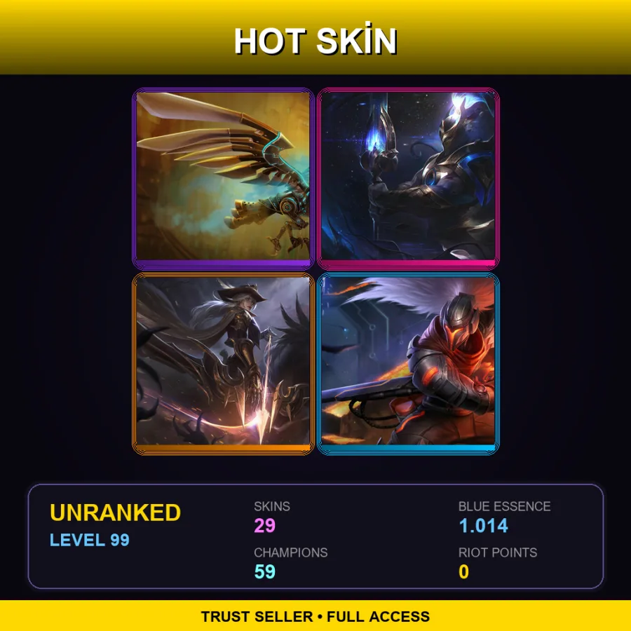 EUW | Lv99 | Unranked | 29 Skin | 59 Champ