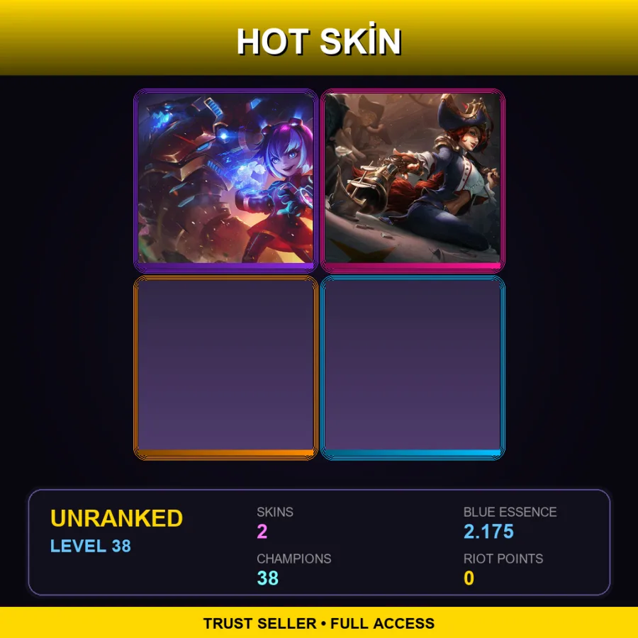 LAS | Lv38 | Unranked | 2 Skin | 38 Champ — LoL account