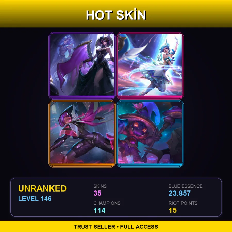 EUNE | Lv146 | Unranked | 35 Skin | 114 Champ — Queen Of Diamonds Syndra