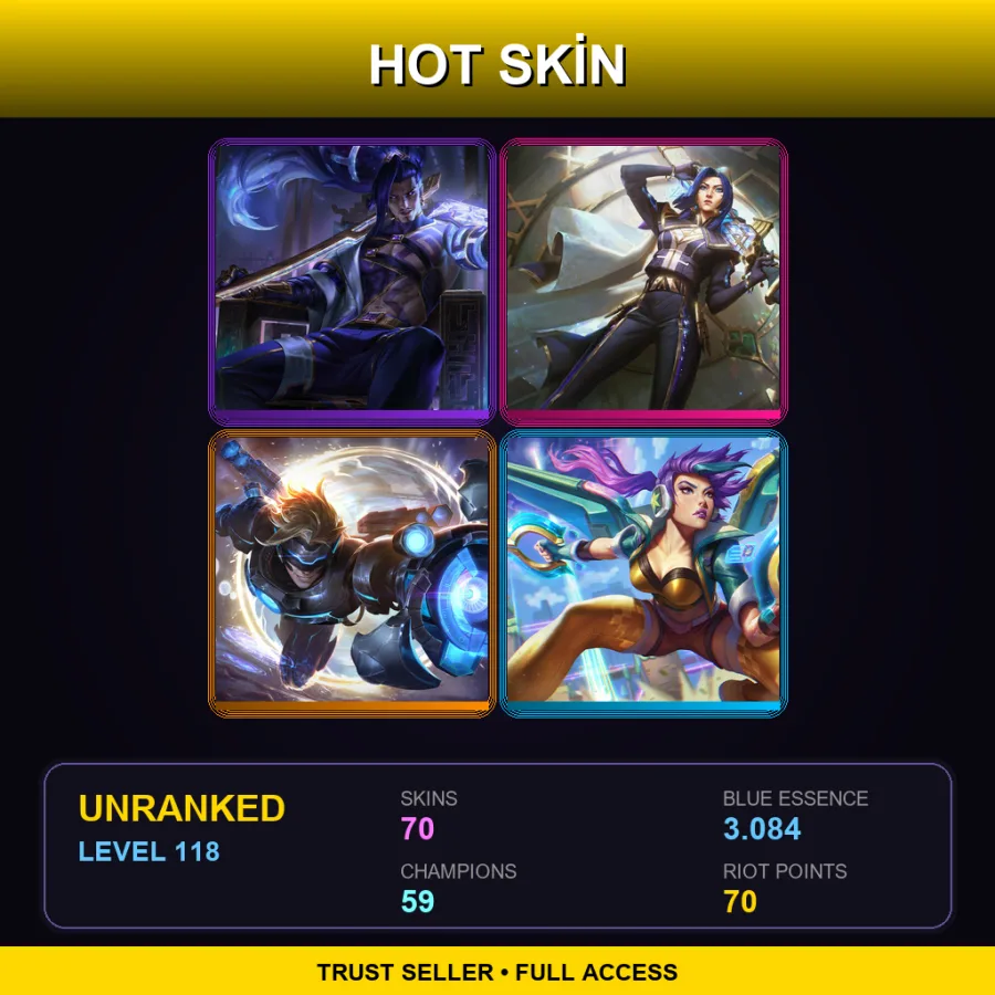 EUW | Lv118 | Unranked | 70 Skin | 59 Champ