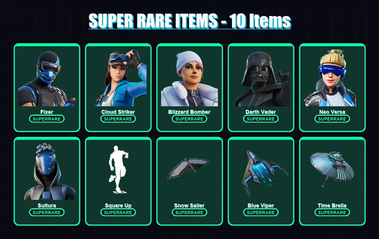 [PS4/PS5/XBOX/PC] | Fixer | Cloud Striker | Blizzard Bomber | Darth Vader | Neo Versa | 103 skin | 100 pickaxe | 96 emote | 96 glider | Lv1265 — Fortnite account