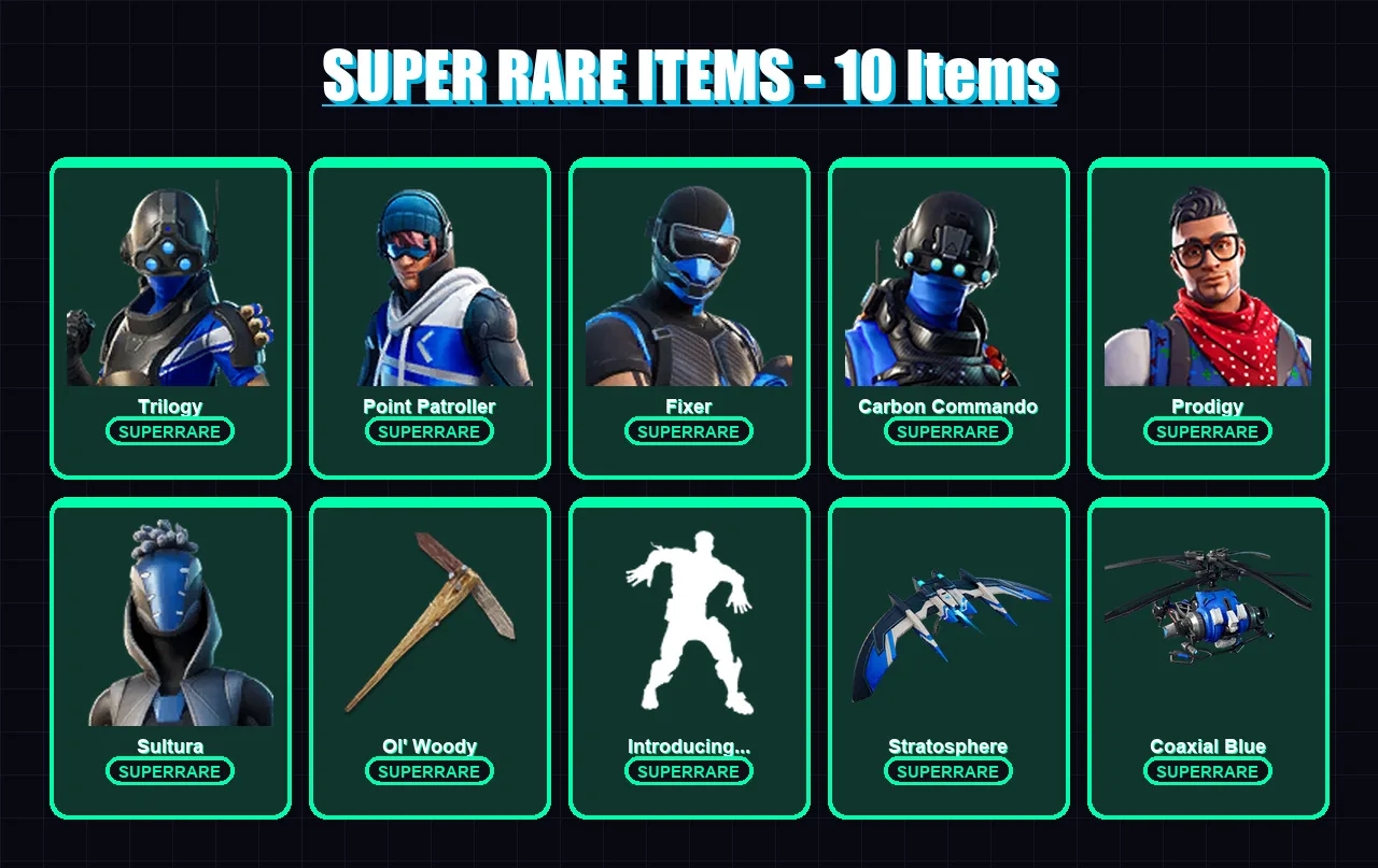 [PC/XBOX] | Trilogy | Point Patroller | Fixer | Carbon Commando | Prodigy | 76 skin | 84 pickaxe | 65 emote | 73 glider | Lv871