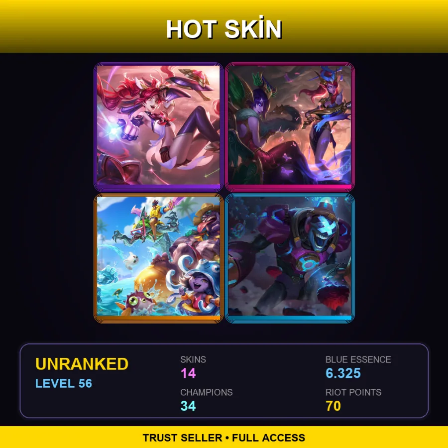 EUNE | Lv56 | Unranked | 14 Skin | 34 Champ