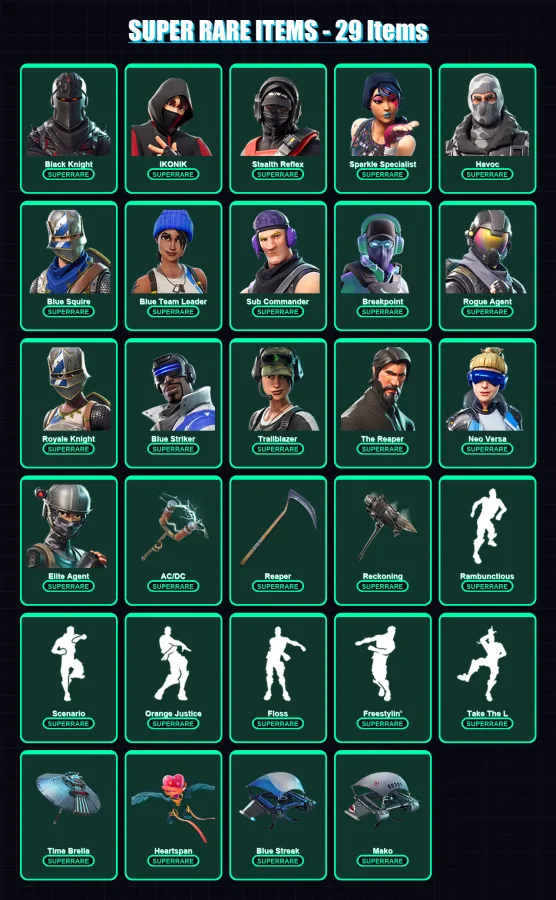 [PC/XBOX] | Black Knight | IKONIK | Stealth Reflex | Sparkle Specialist | Havoc | 139 skin | 95 pickaxe | 107 emote | 99 glider | Lv1285