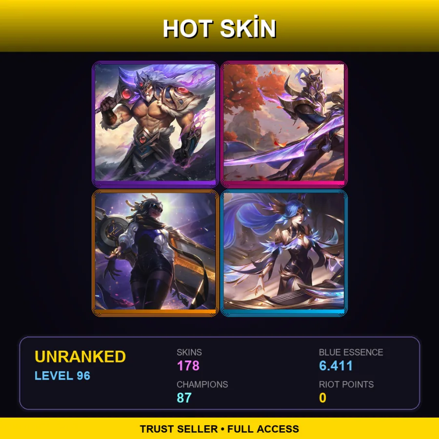 EUW | Lv96 | Unranked | 178 Skin | 87 Champ