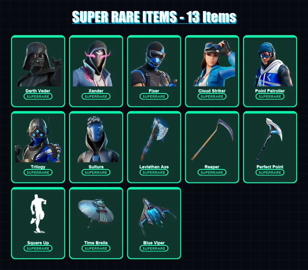 [PC] | Darth Vader | Xander | Fixer | Cloud Striker | Point Patroller | 240 skin | 266 pickaxe | 170 emote | 179 glider | Lv3304