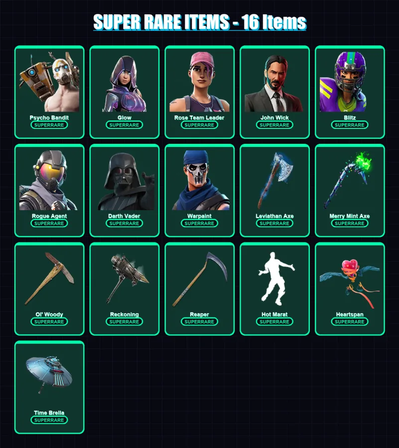[PS4/PS5/XBOX/PC] | Psycho Bandit | Glow | Rose Team Leader | John Wick | Blitz | 184 skin | 211 pickaxe | 165 emote | 186 glider | Lv3508 — Fortnite account