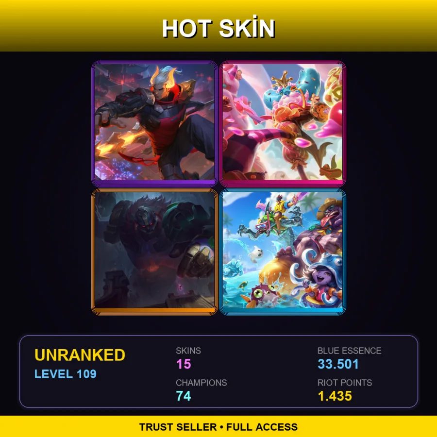 NA | Lv109 | Unranked | 15 Skin | 74 Champ